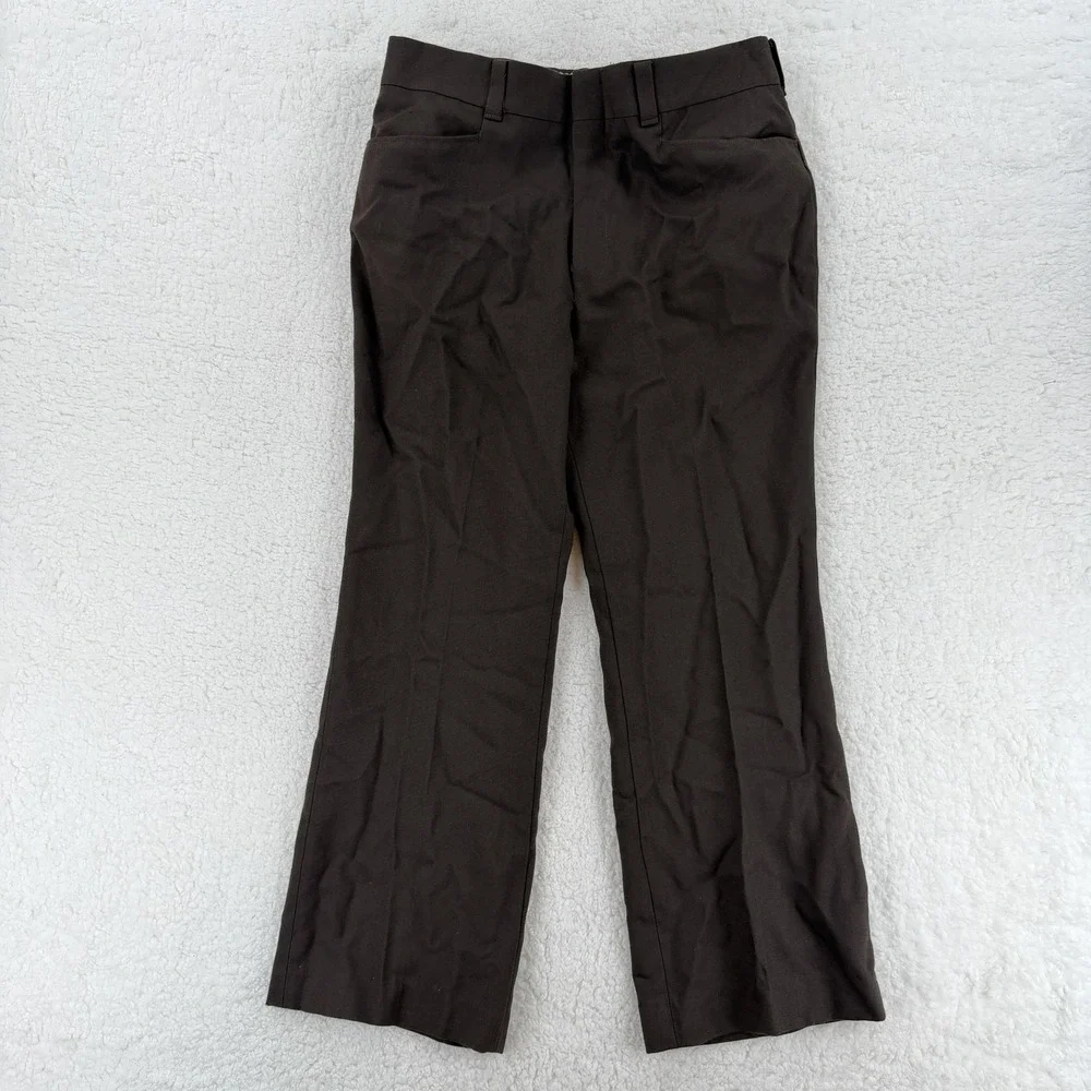 Vintage Levis Panatela Pants Mens 34x30 Brown Dress Slacks Polyester 70s (34x27)